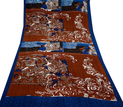 Indian Vintage Sari Multi Pure Crepe Silk Printed Saree 6yard Sewing Ethnic Wrap Craft Fabric Dressmaking Crafting Upcycle Quilting