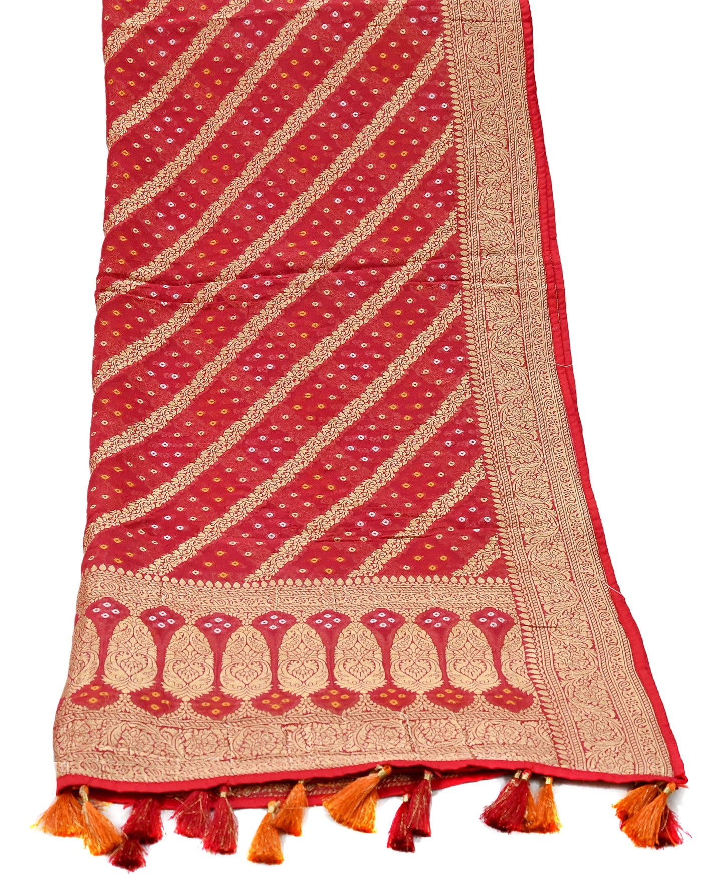 Women Indian Vintage Dupatta Red Long Stole Blend Georgette Woven Bandhani Veil Scarves soft Boho Wrap Bridal/ Wedding Hijab