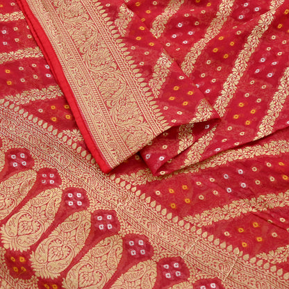 Women Indian Vintage Dupatta Red Long Stole Blend Georgette Woven Bandhani Veil Scarves soft Boho Wrap Bridal/ Wedding Hijab