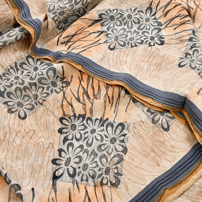 Indian Vintage Sari Multi Pure Crepe Silk Printed Saree 5yard Sewing Floral Soft Craft Fabric Wrap Crafting Quilting Upcycle