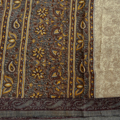 Vintage Beige & Brown Long Stole Pure Woolen Scarf Printed Dupatta Infinity Scarves Sarong Wrap Veil Woman Hijab Shawl Fabric