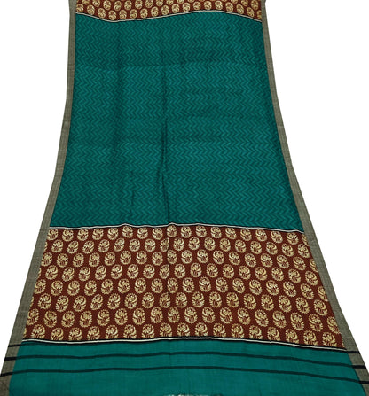 Vintage Green & Brown Long Stole Pure Woolen Scarf Printed Dupatta Infinity Scarves Sarong Wrap Veil Woman Hijab Shawl Fabric