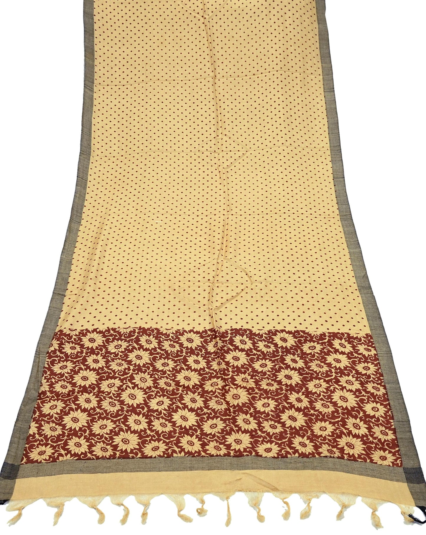 Vintage Beige & Brown Long Stole Pure Woolen Scarf Printed Dupatta Infinity Scarves Sarong Wrap Veil Woman Hijab Shawl Fabric