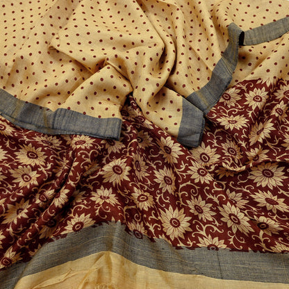 Vintage Beige & Brown Long Stole Pure Woolen Scarf Printed Dupatta Infinity Scarves Sarong Wrap Veil Woman Hijab Shawl Fabric