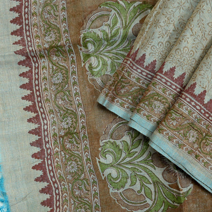 Vintage Brown & Blue Long Stole Pure Woolen Scarf Printed Dupatta Infinity Scarves Sarong Wrap Veil Woman Hijab Shawl Craft