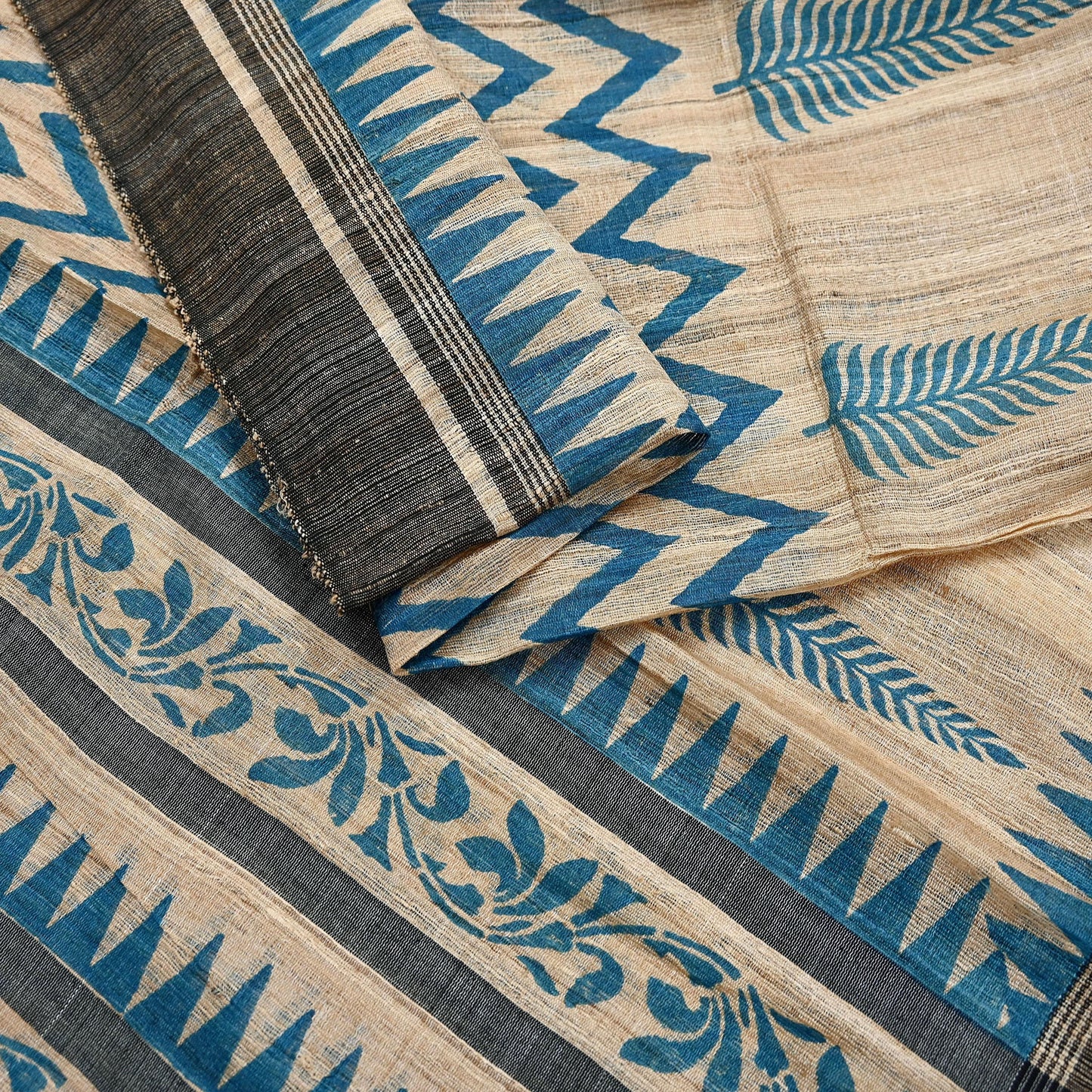 Indian Vintage Beige Dupatta Long Stole 100% Pure Khadi Silk Hand Woven/ Printed Scarves Veil Scarf Wrap Hippie Fringes