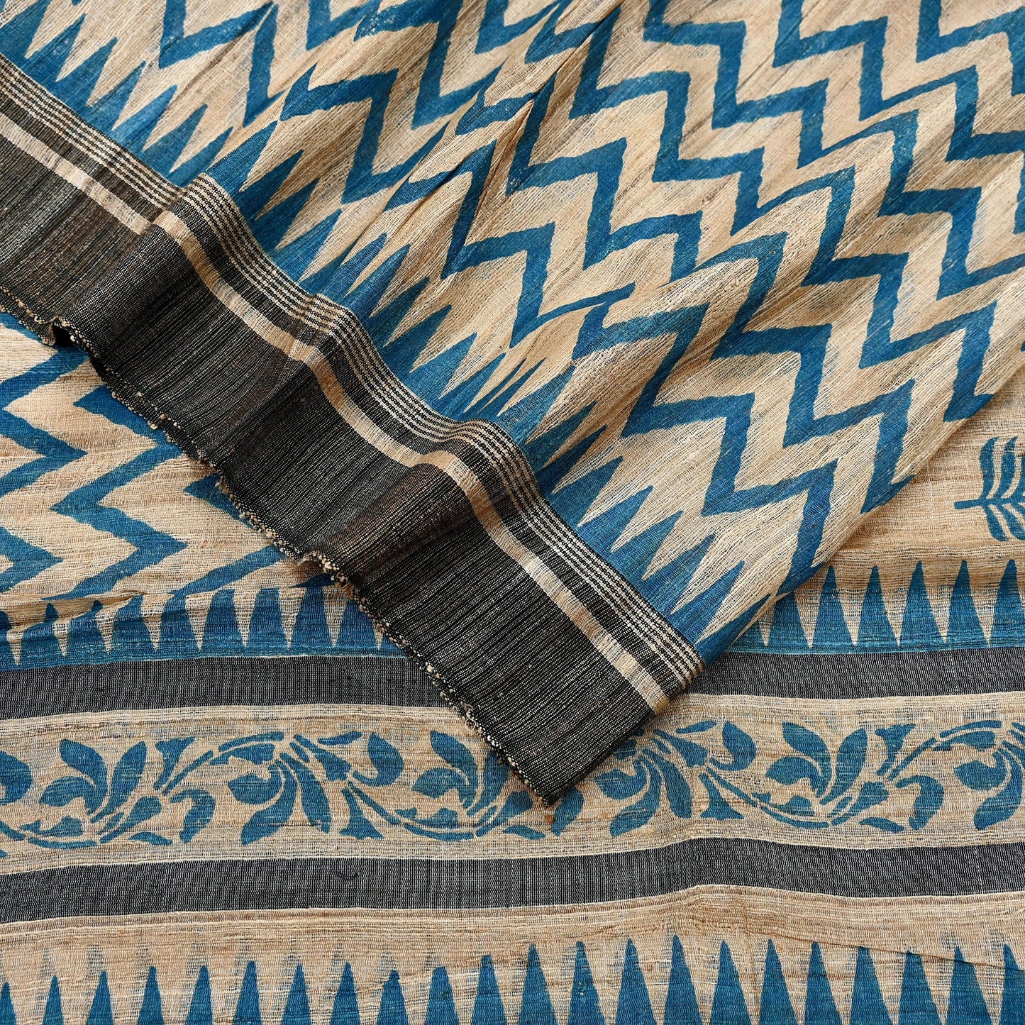 Indian Vintage Beige Dupatta Long Stole 100% Pure Khadi Silk Hand Woven/ Printed Scarves Veil Scarf Wrap Hippie Fringes