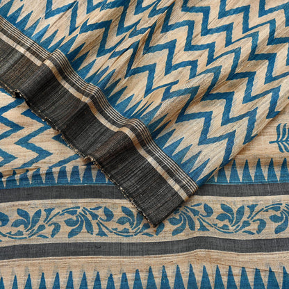 Indian Vintage Beige Dupatta Long Stole 100% Pure Khadi Silk Hand Woven/ Printed Scarves Veil Scarf Wrap Hippie Fringes