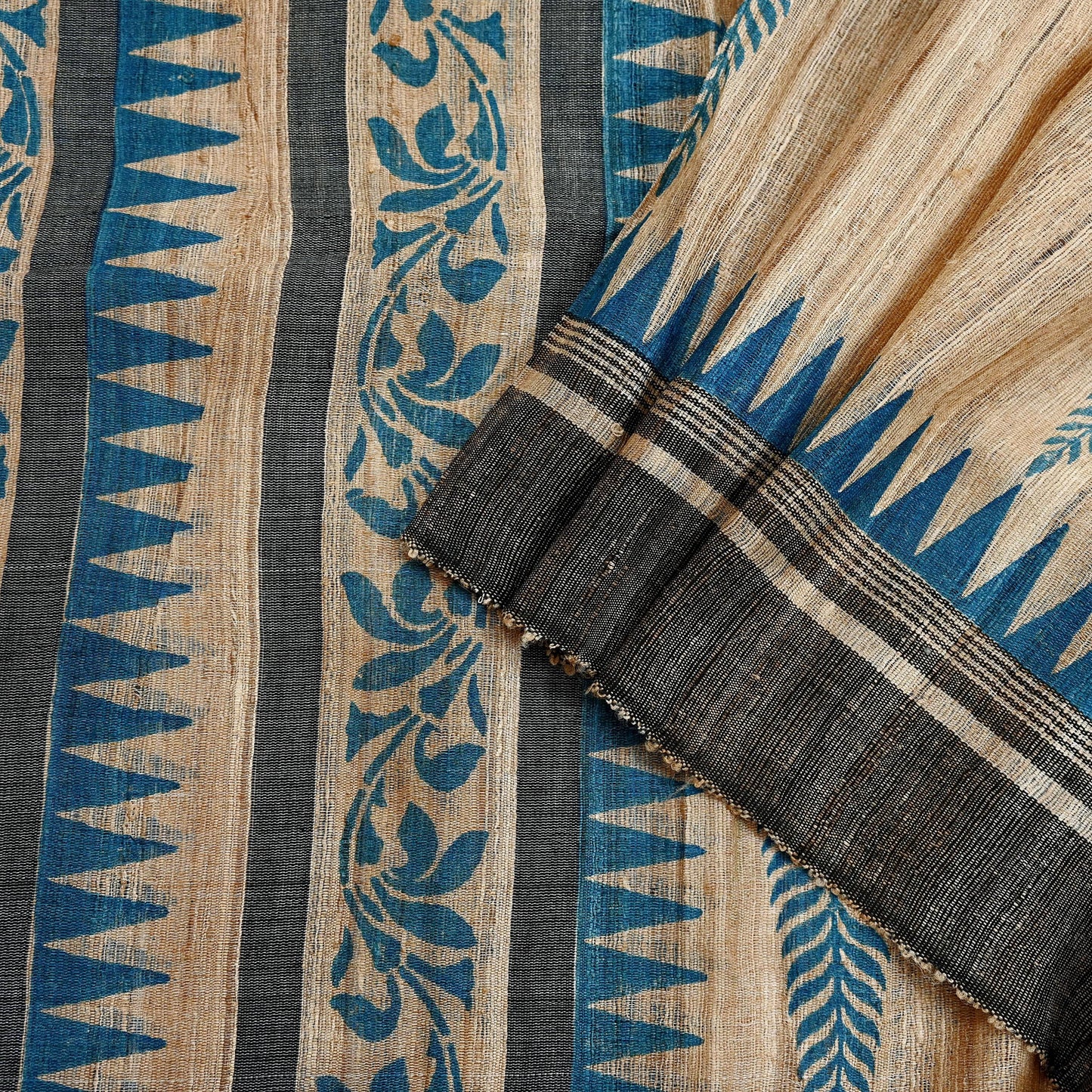 Indian Vintage Beige Dupatta Long Stole 100% Pure Khadi Silk Hand Woven/ Printed Scarves Veil Scarf Wrap Hippie Fringes