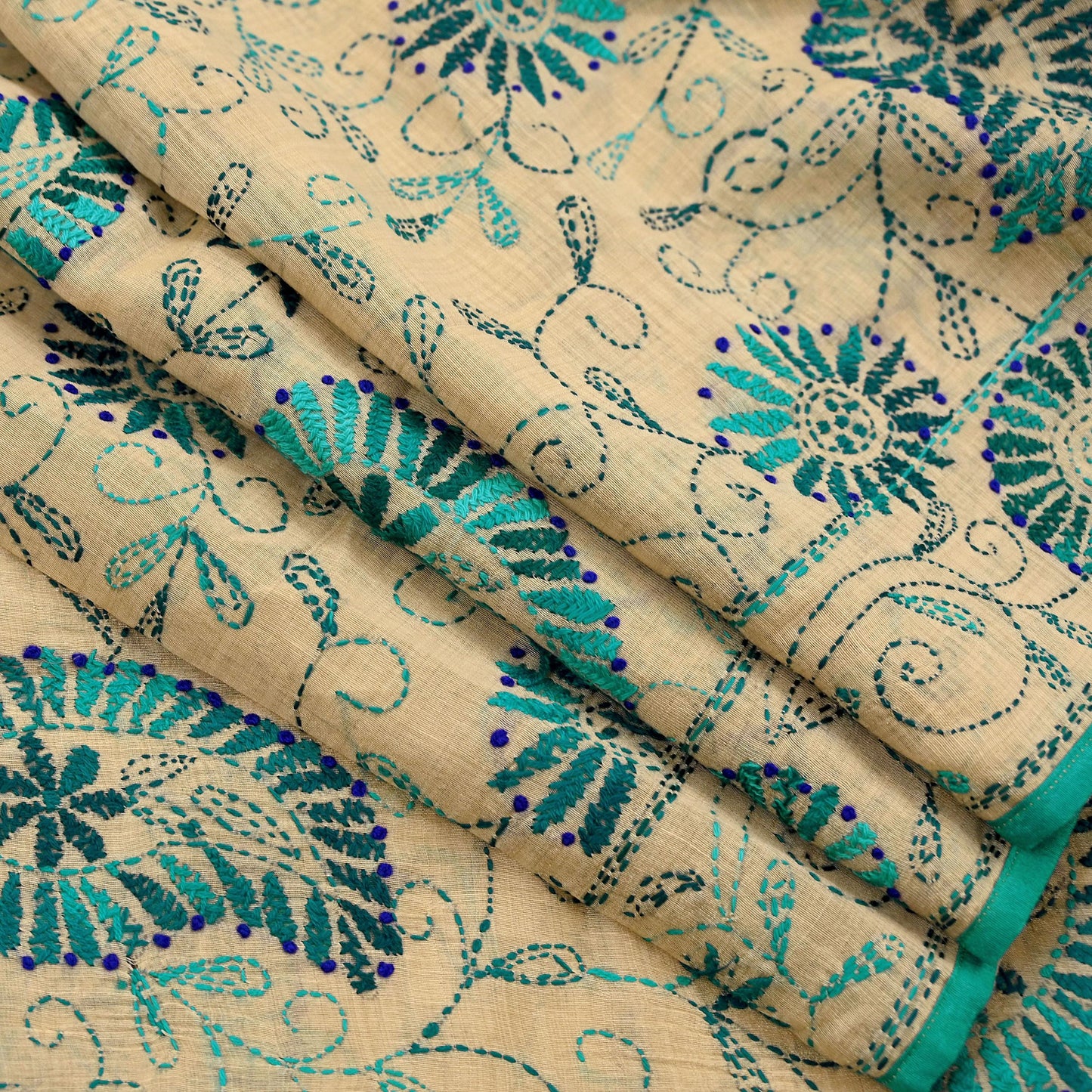 Indian Vintage Dupatta Beige Long Stole Chanderi Hand Embroidered Bagh Phulkari Stole Scarves Party wear Veil Hijab Wrap Scarf