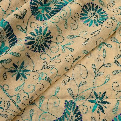 Indian Vintage Dupatta Beige Long Stole Chanderi Hand Embroidered Bagh Phulkari Stole Scarves Party wear Veil Hijab Wrap Scarf