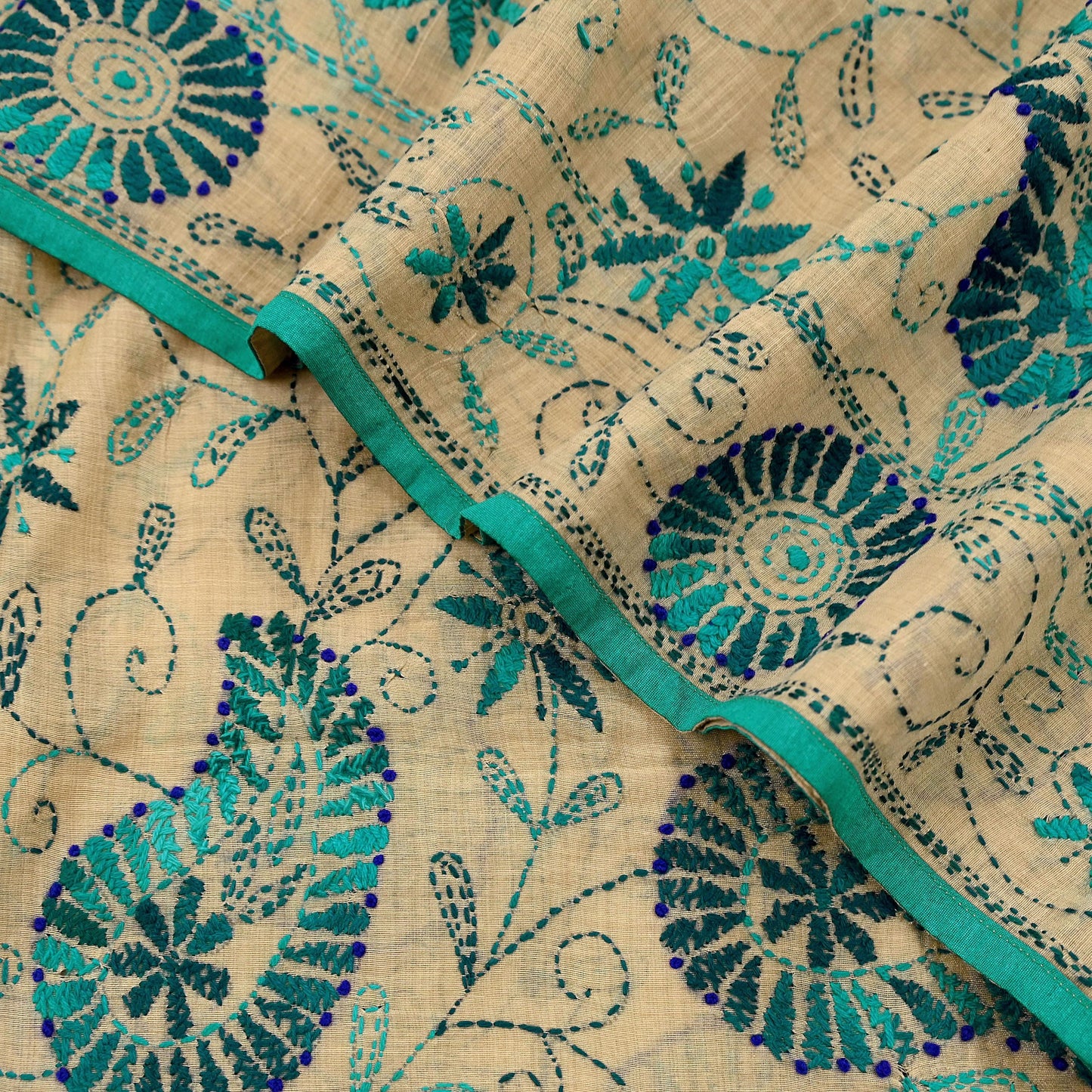 Indian Vintage Dupatta Beige Long Stole Chanderi Hand Embroidered Bagh Phulkari Stole Scarves Party wear Veil Hijab Wrap Scarf