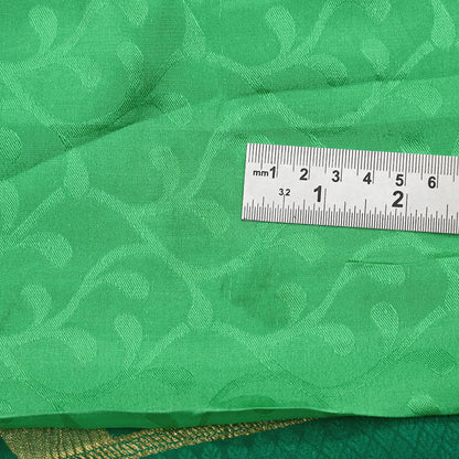 Indian Vintage Sari Green Pure Silk Hand Woven Sarees Fabric 5Yd Ethnic Dress Making Crafting Upcycle Quilting Zari Border