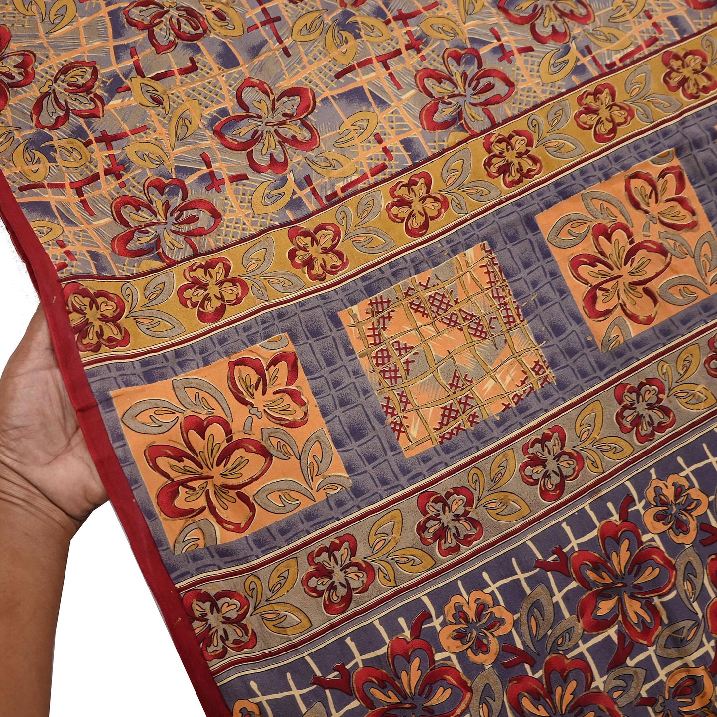 Indian Vintage Saree Multi 100% Pure Silk Printed Saree Sari Fabric 5yard Sewing Craft DressMaking  Soft Abstract