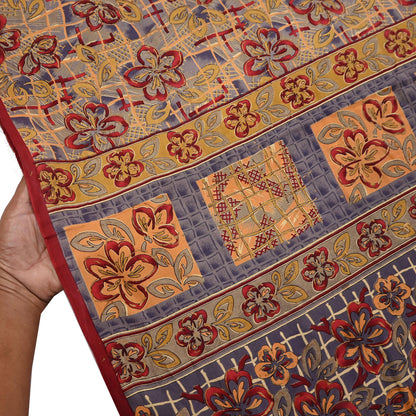 Indian Vintage Saree Multi 100% Pure Silk Printed Saree Sari Fabric 5yard Sewing Craft DressMaking  Soft Abstract