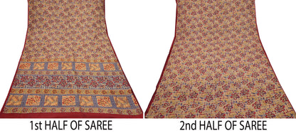 Indian Vintage Saree Multi 100% Pure Silk Printed Saree Sari Fabric 5yard Sewing Craft DressMaking  Soft Abstract