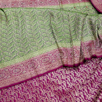 Indian Vintage Sari Heavy Pure Satin Silk Woven Banarasi Brocade Saree Zari 5Yd Ethnic Dress making Crafting Bollywood