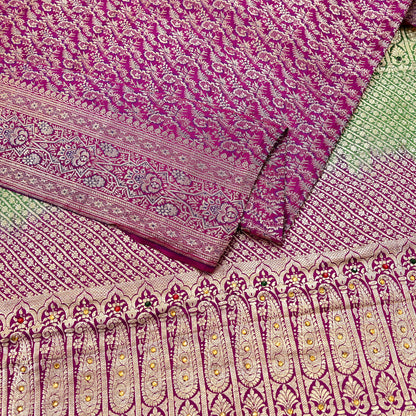 Indian Vintage Sari Heavy Pure Satin Silk Woven Banarasi Brocade Saree Zari 5Yd Ethnic Dress making Crafting Bollywood