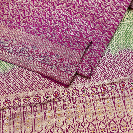 Indian Vintage Sari Heavy Pure Satin Silk Woven Banarasi Brocade Saree Zari 5Yd Ethnic Dress making Crafting Bollywood