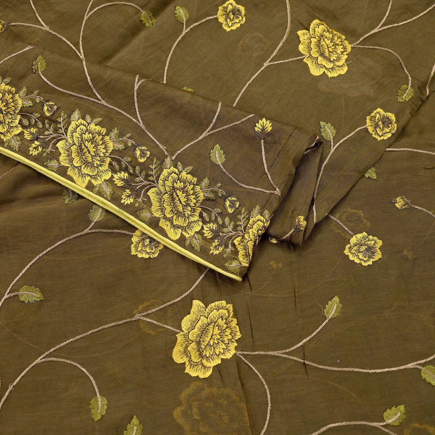 Indian Vintage Dupatta Green Long Stole Pure Silk Embroidered Woven Fabric Scarves Veil Scarf Wrap Soft Hijab Party wear veil