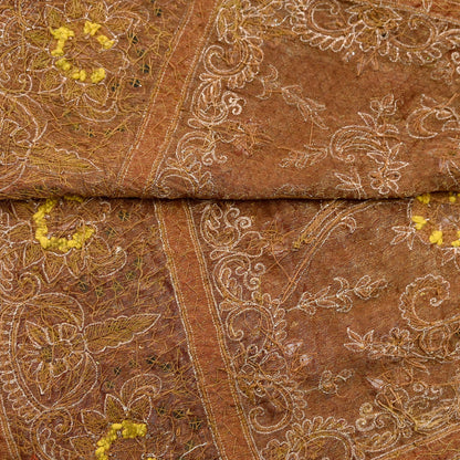 Indian Vintage Heavy Bridal Maroon Dupatta Pure Georgette Silk Long Stole Hand Embroidered Scarf Zardozi/Dabka Wedding red Hijab veil