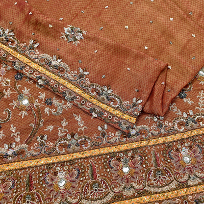 Indian Vintage Heavy Bridal Maroon Dupatta Pure Georgette Silk Long Stole Hand Embroidered Scarf Zardozi/Dabka Wedding red Hijab veil