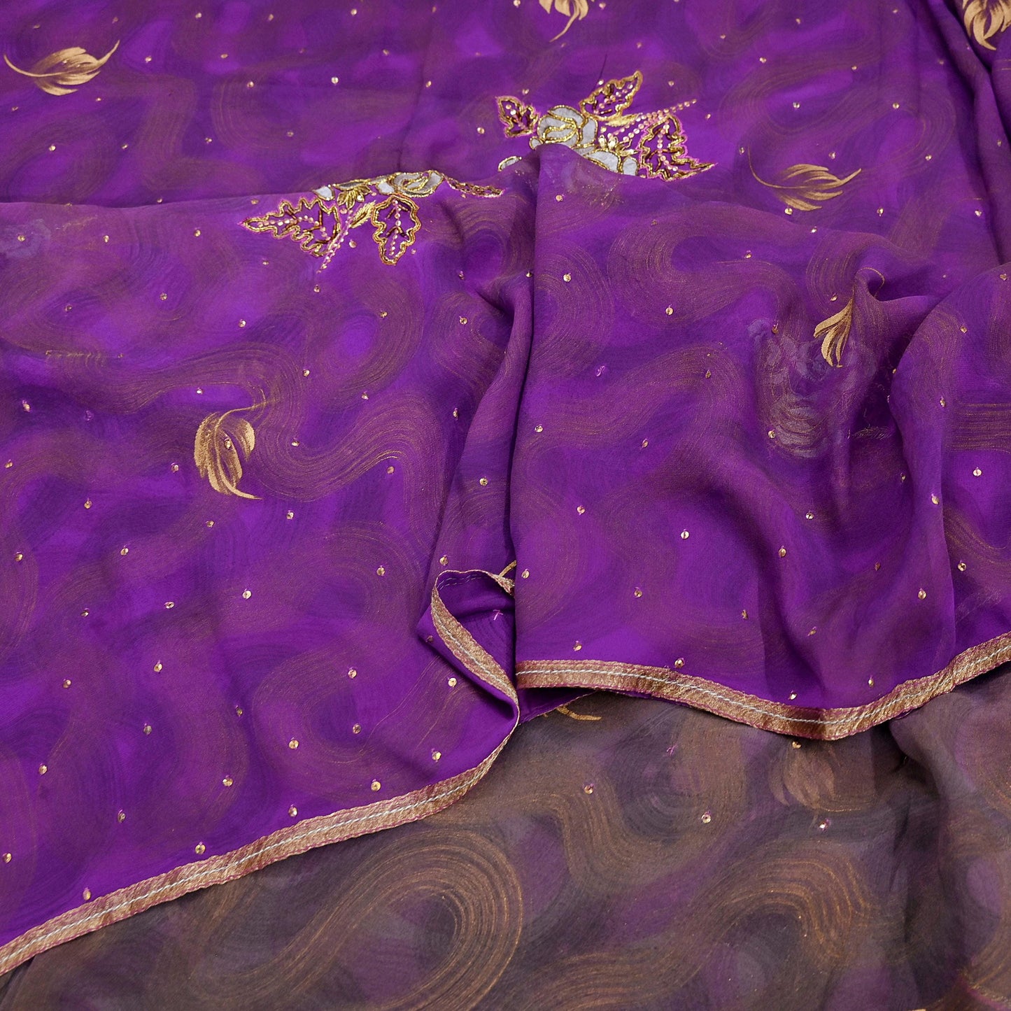 Indian Vintage Heavy Sarees Pure Georgette Silk Hand Embroidered Sari Fabric 6Yd Sewing Ethnic Zardozi/dabka zari Wedding sarees