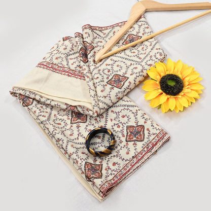 Indian Vintage Ivory Shawl Pure Woolen Handmade Suzani Long Throw Stole Warm Stole Paisley Design Soft Soft Cozy