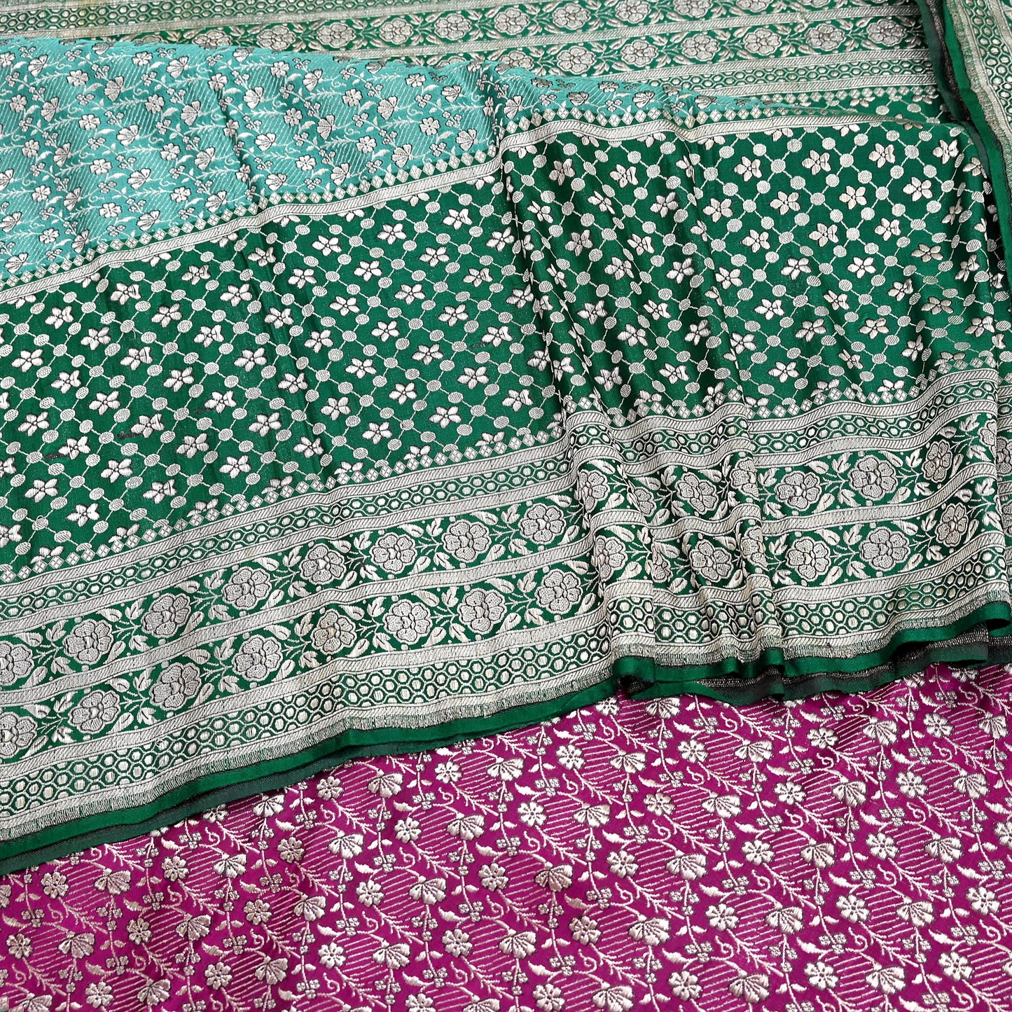 Indian Vintage Sari Heavy Pure Satin Silk Woven Banarasi Brocade Saree Zari 5Yd Ethnic Dress making Crafting Bollywood