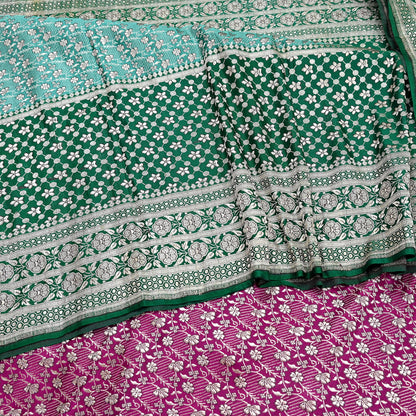 Indian Vintage Sari Heavy Pure Satin Silk Woven Banarasi Brocade Saree Zari 5Yd Ethnic Dress making Crafting Bollywood