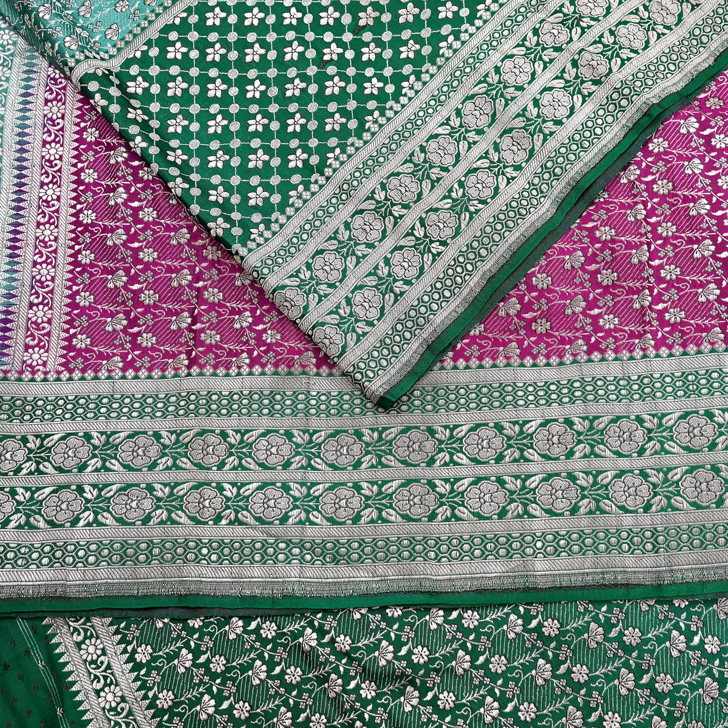 Indian Vintage Sari Heavy Pure Satin Silk Woven Banarasi Brocade Saree Zari 5Yd Ethnic Dress making Crafting Bollywood