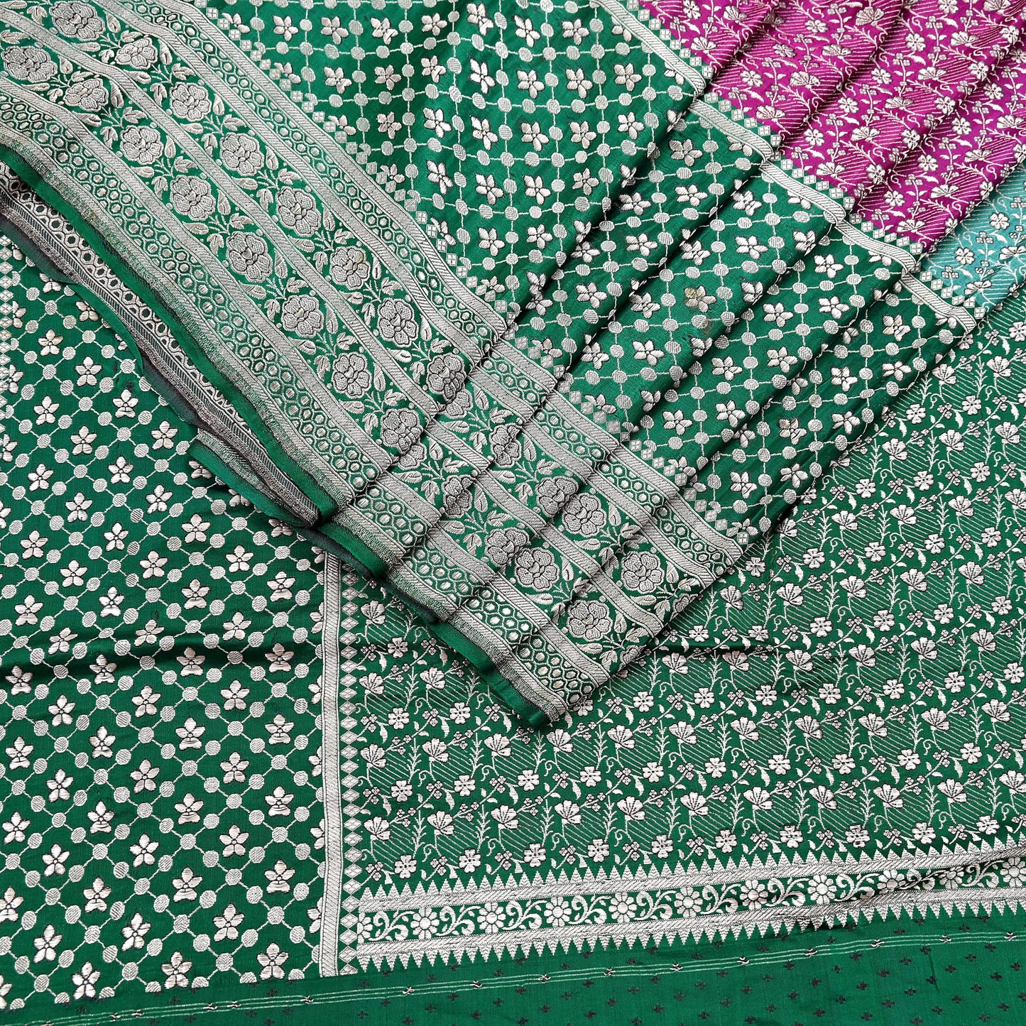 Indian Vintage Sari Heavy Pure Satin Silk Woven Banarasi Brocade Saree Zari 5Yd Ethnic Dress making Crafting Bollywood