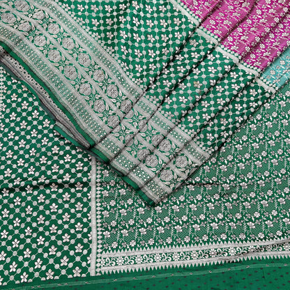 Indian Vintage Sari Heavy Pure Satin Silk Woven Banarasi Brocade Saree Zari 5Yd Ethnic Dress making Crafting Bollywood