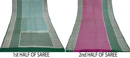 Indian Vintage Sari Heavy Pure Satin Silk Woven Banarasi Brocade Saree Zari 5Yd Ethnic Dress making Crafting Bollywood