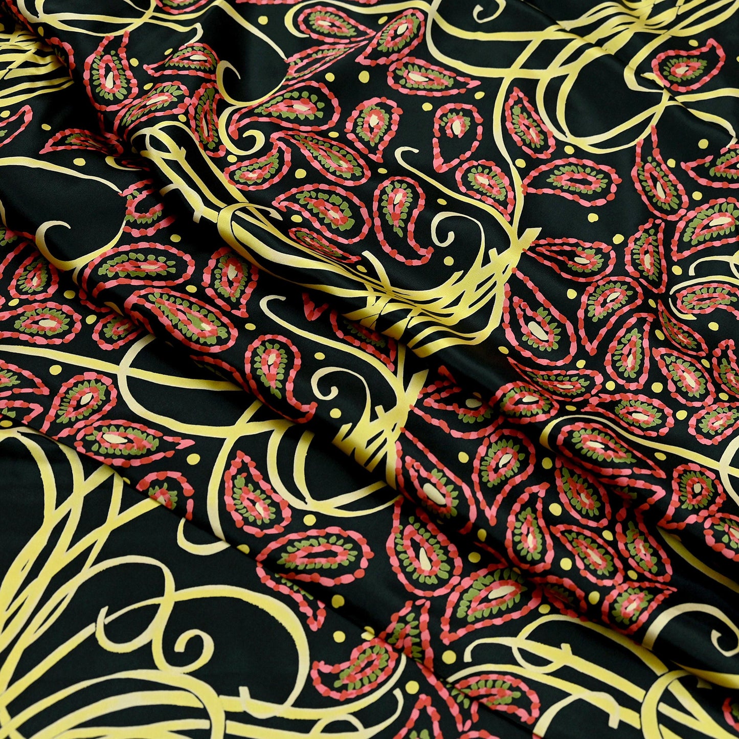 Indian Vintage Saree Black Satin Printed Sari 6yd Sewing Floral Soft Craft Fabric Dressmaking For Crafting Quilting Upcycle