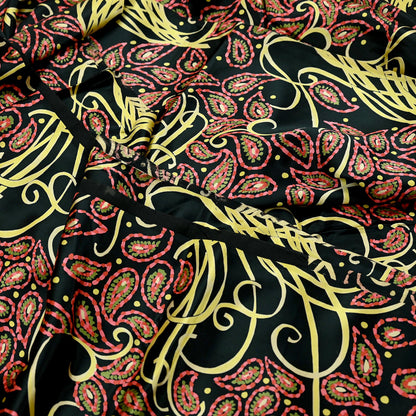 Indian Vintage Saree Black Satin Printed Sari 6yd Sewing Floral Soft Craft Fabric Dressmaking For Crafting Quilting Upcycle