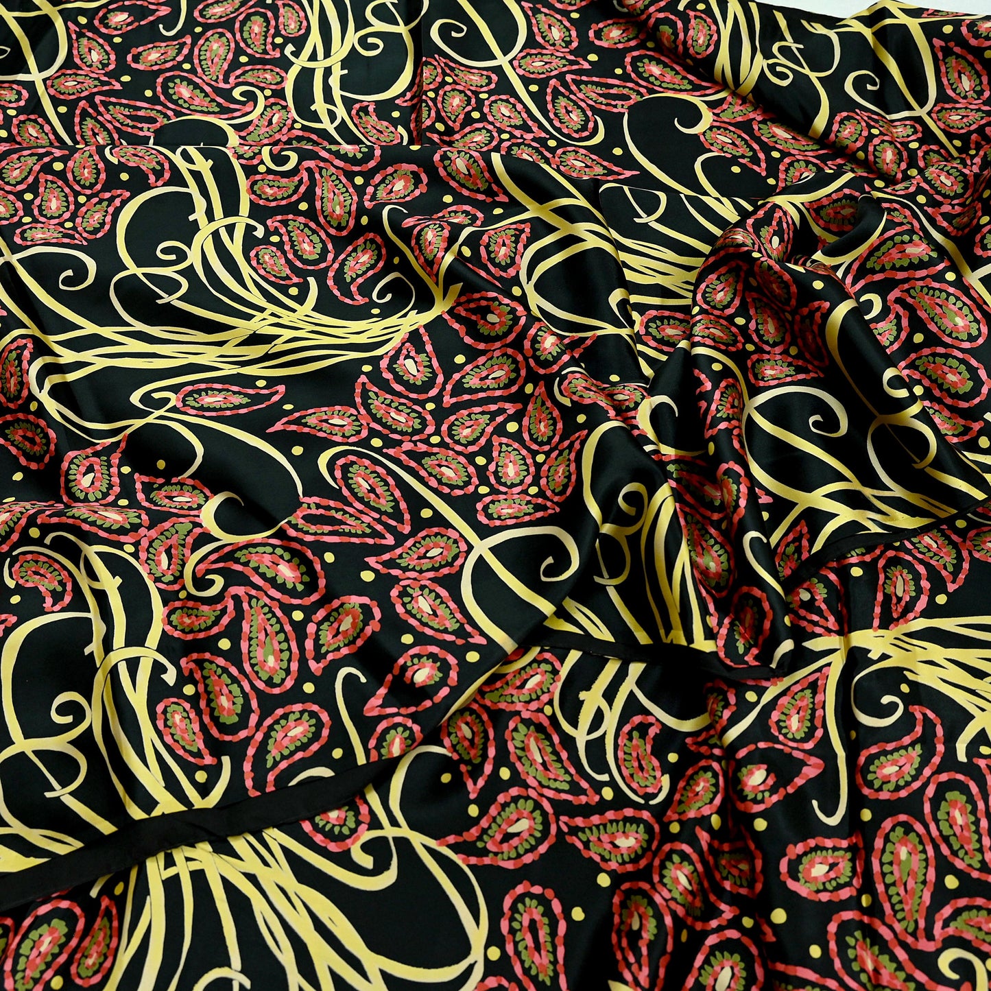 Indian Vintage Saree Black Satin Printed Sari 6yd Sewing Floral Soft Craft Fabric Dressmaking For Crafting Quilting Upcycle