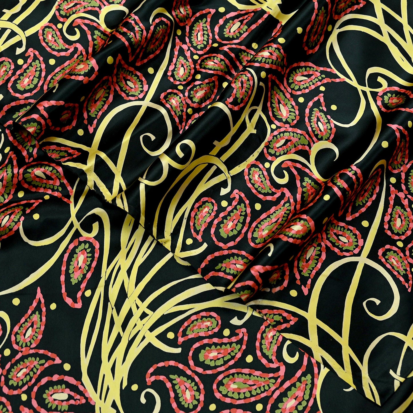 Indian Vintage Saree Black Satin Printed Sari 6yd Sewing Floral Soft Craft Fabric Dressmaking For Crafting Quilting Upcycle