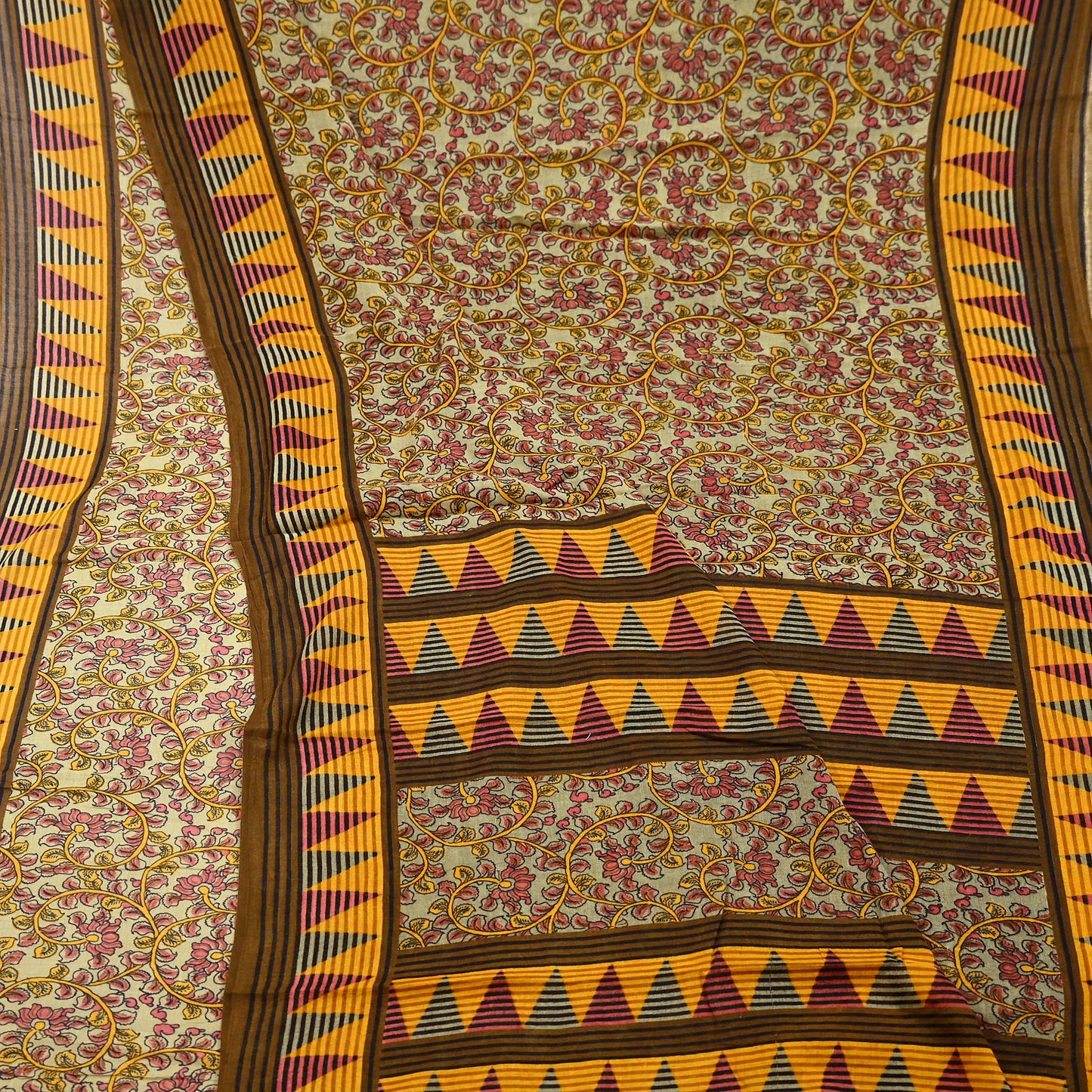 Indian Vintage Green Saree Printed Pure Cotton Sari Craft Fabric Soft 5Yd Sewing Sarong Wrap Boho Floral Dress making Crafting Quilting