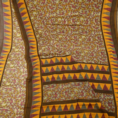 Indian Vintage Green Saree Printed Pure Cotton Sari Craft Fabric Soft 5Yd Sewing Sarong Wrap Boho Floral Dress making Crafting Quilting