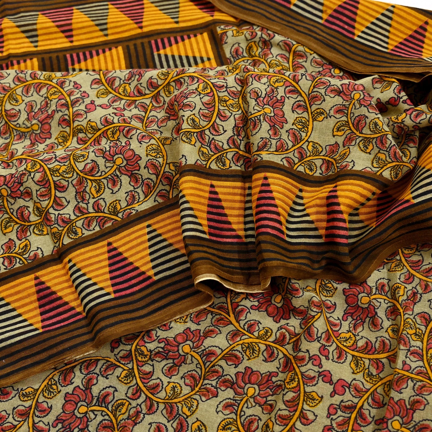 Indian Vintage Green Saree Printed Pure Cotton Sari Craft Fabric Soft 5Yd Sewing Sarong Wrap Boho Floral Dress making Crafting Quilting