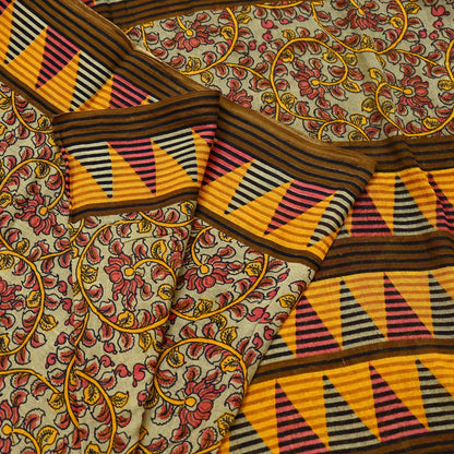 Indian Vintage Green Saree Printed Pure Cotton Sari Craft Fabric Soft 5Yd Sewing Sarong Wrap Boho Floral Dress making Crafting Quilting