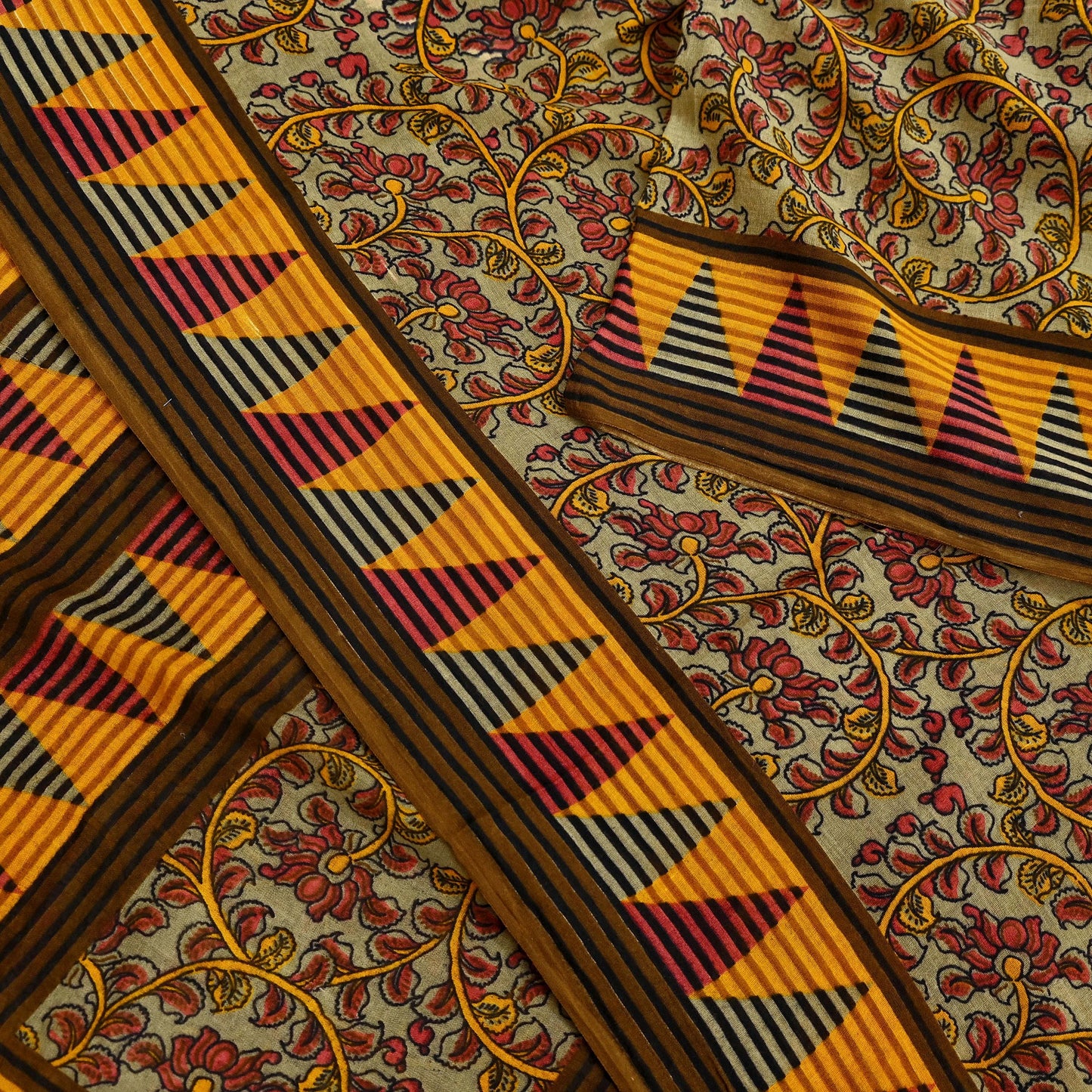 Indian Vintage Green Saree Printed Pure Cotton Sari Craft Fabric Soft 5Yd Sewing Sarong Wrap Boho Floral Dress making Crafting Quilting