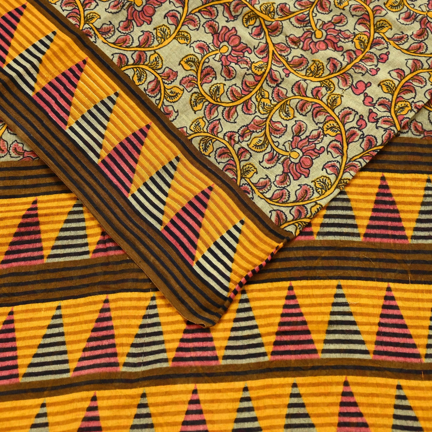 Indian Vintage Green Saree Printed Pure Cotton Sari Craft Fabric Soft 5Yd Sewing Sarong Wrap Boho Floral Dress making Crafting Quilting