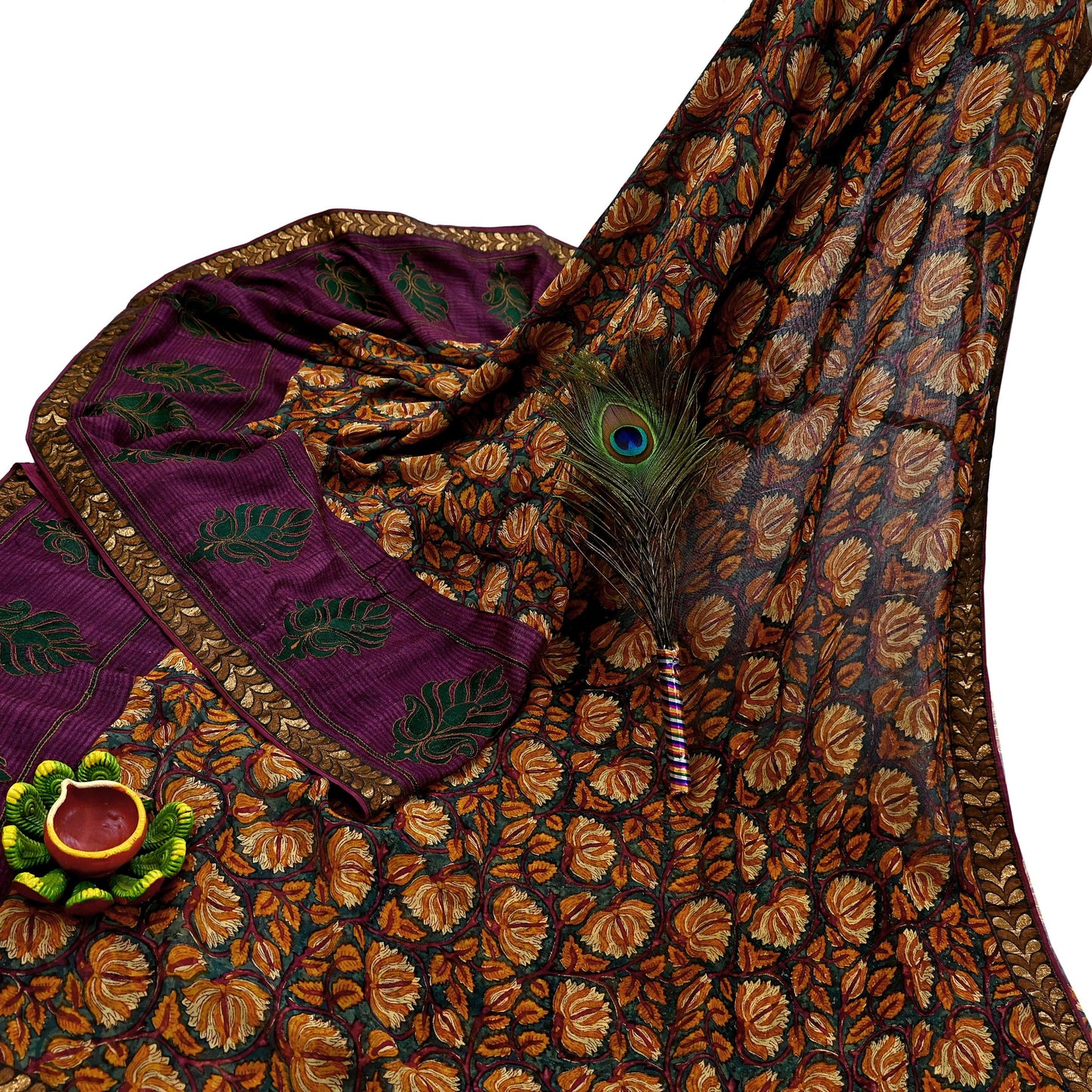 Indian Vintage Sari Green Hand Embroidered Printed Pure Georgette Silk Sari Saree Fabric 6Yd Zari Dressmaking Crafting Upcycle