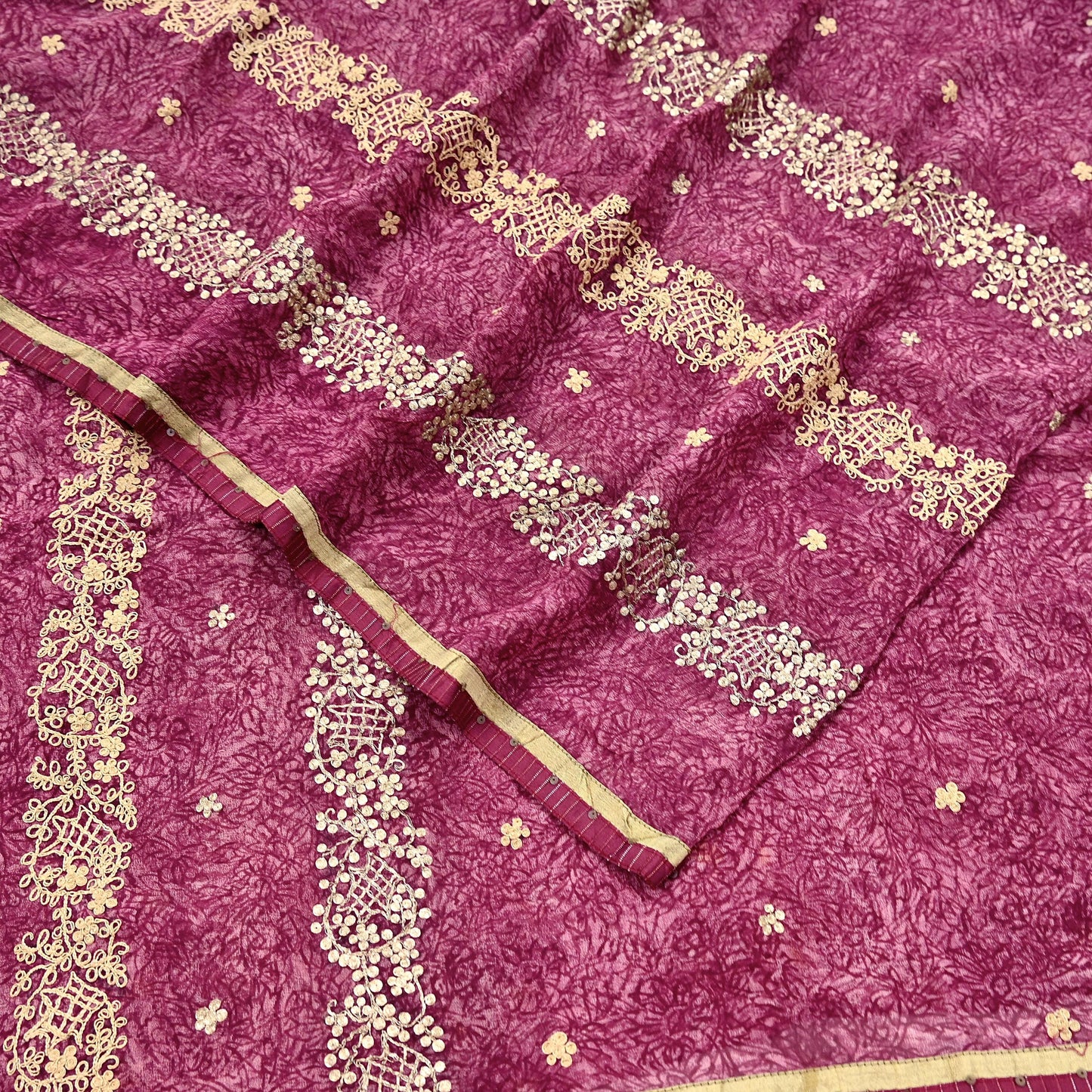 Indian Vintage Sari Hand Embroidered Pure Georgette Silk Sarees Craft Fabric 6Yd Sequins Wedding Sarees Quilting Crafting Upcycle