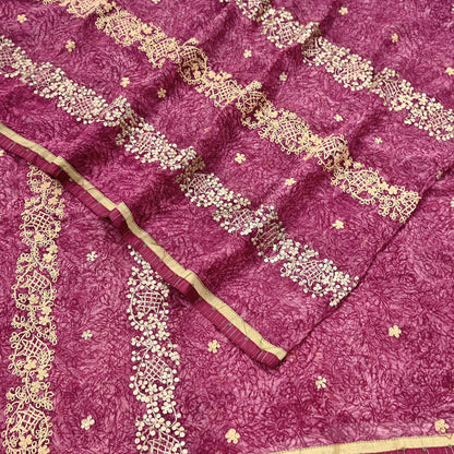 Indian Vintage Sari Hand Embroidered Pure Georgette Silk Sarees Craft Fabric 6Yd Sequins Wedding Sarees Quilting Crafting Upcycle