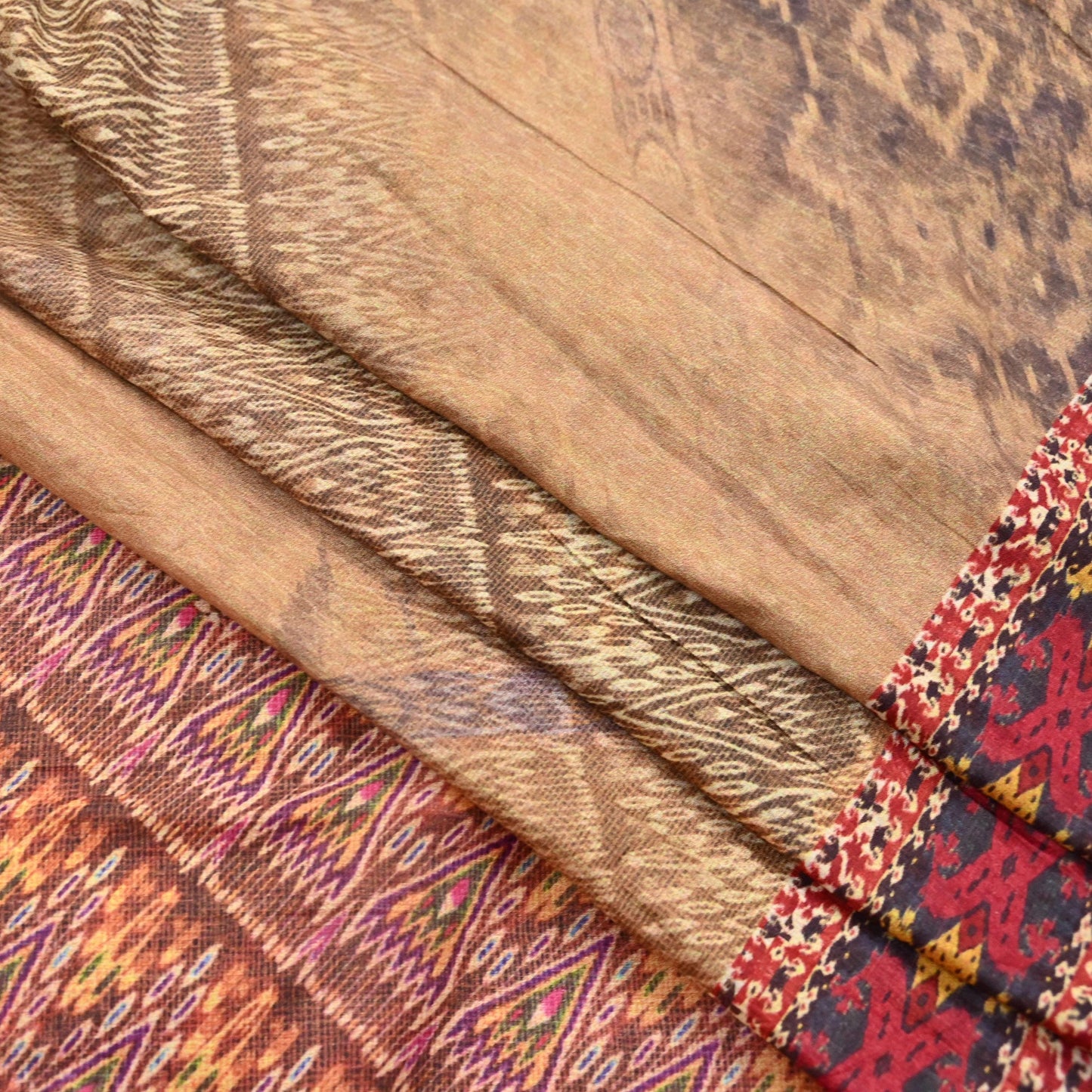 Vintage Multi Saree Artificial Silk Digital Printed Sari Sewing 6yd Craft Fabric Soft Floral Crafting Dress Making Crafting Quilting Upcycle