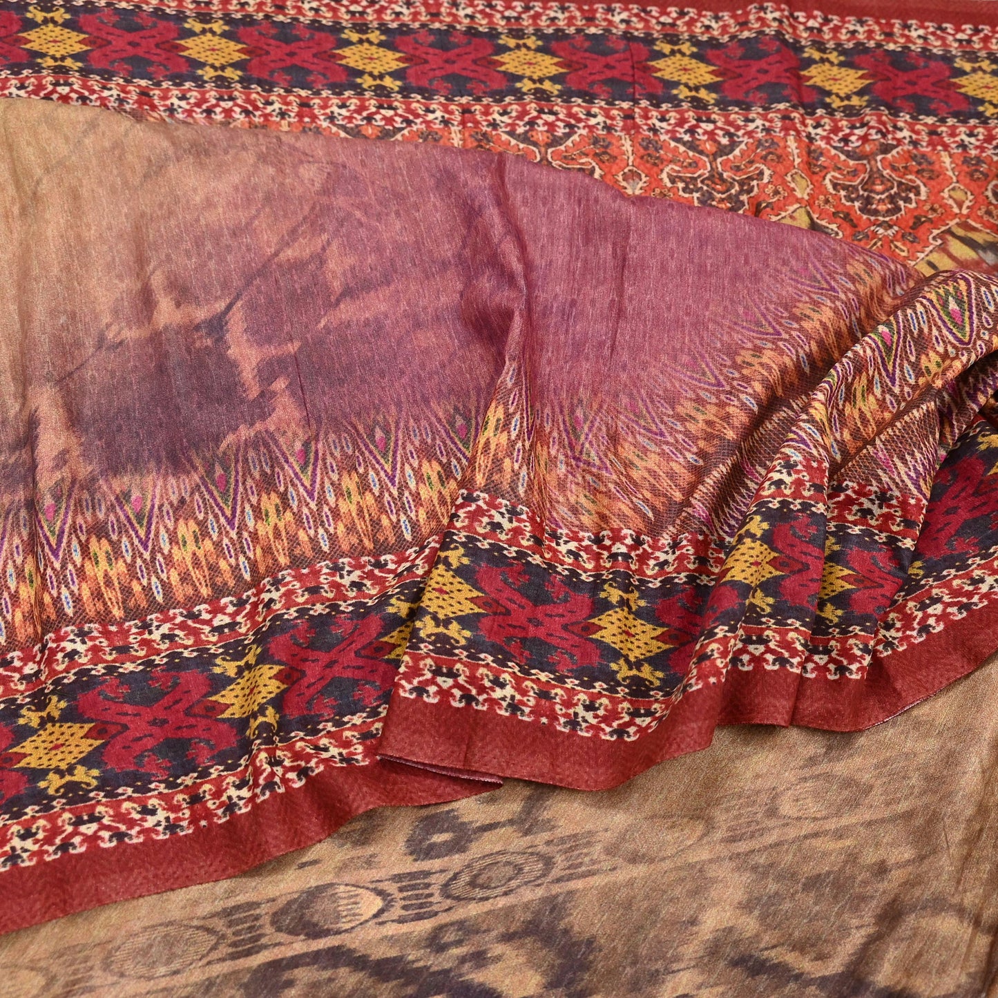 Vintage Multi Saree Artificial Silk Digital Printed Sari Sewing 6yd Craft Fabric Soft Floral Crafting Dress Making Crafting Quilting Upcycle