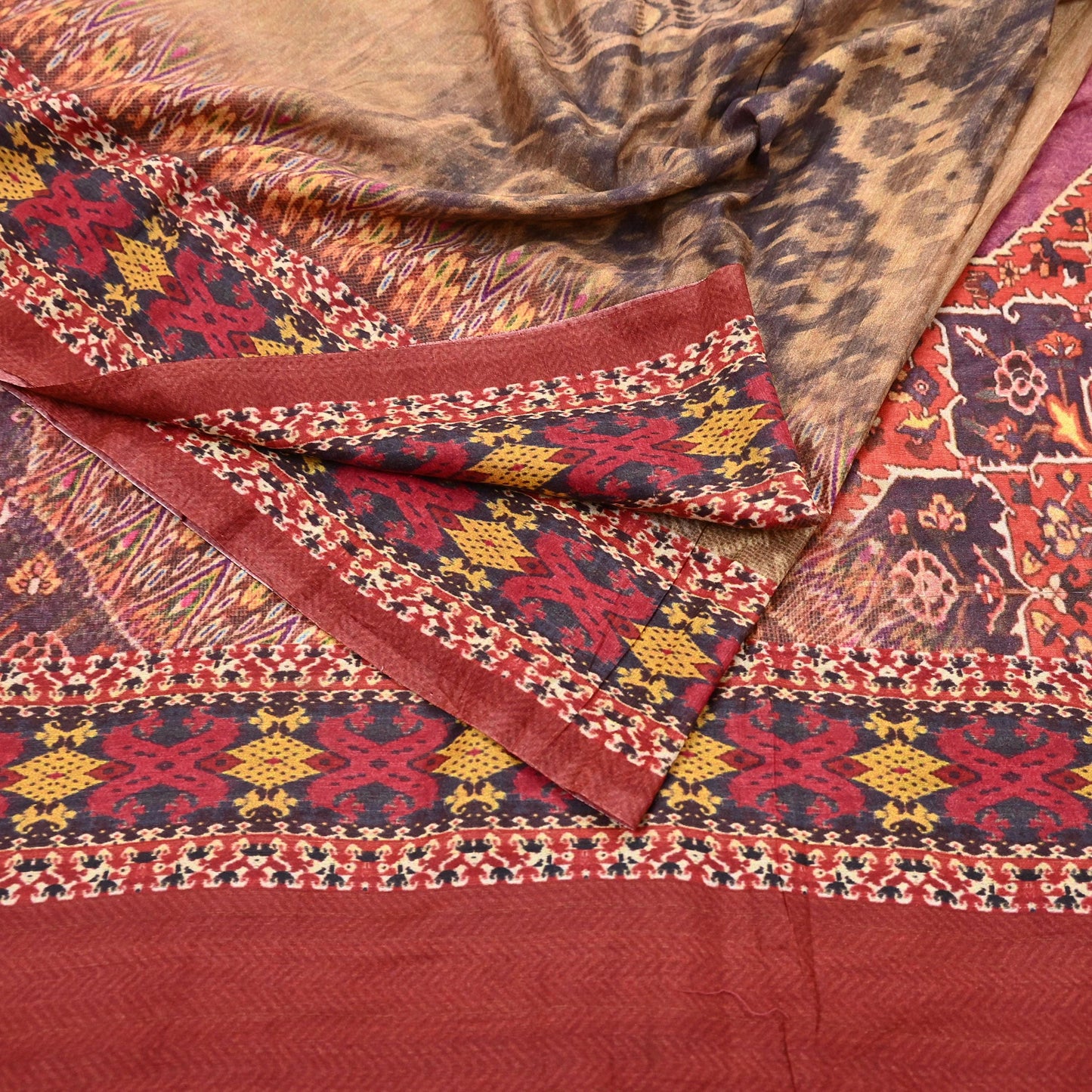 Vintage Multi Saree Artificial Silk Digital Printed Sari Sewing 6yd Craft Fabric Soft Floral Crafting Dress Making Crafting Quilting Upcycle